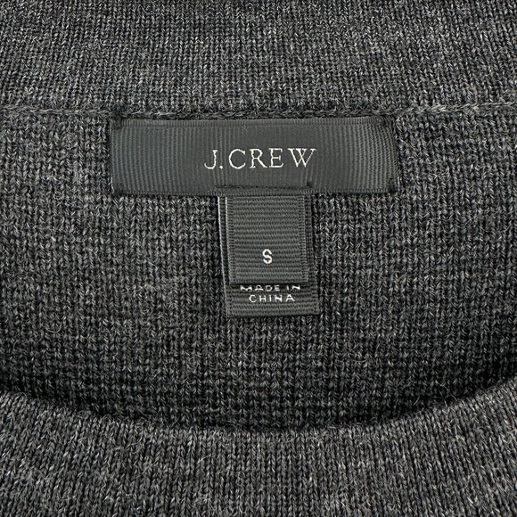 J.Crew Gray Merino Wool Genuine Leather Loose Fit Short Sleeve Sweater Knit Top - Picture 7 of 9